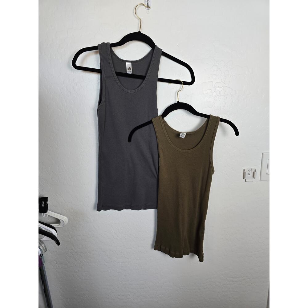 American Apparel Classic Girl Lot of 2 tanks xl green and gray